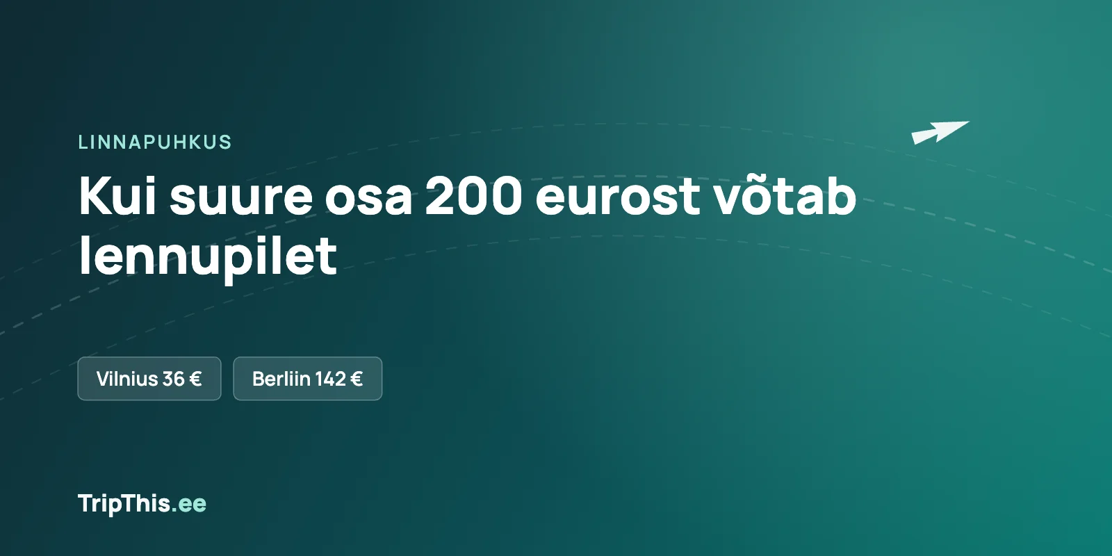 TripThis.ee graafika pealkirjaga, kui suure osa 200 eurost võtab lennupilet, märgistega Vilnius 36 eurot ja Berliin 142 eurot